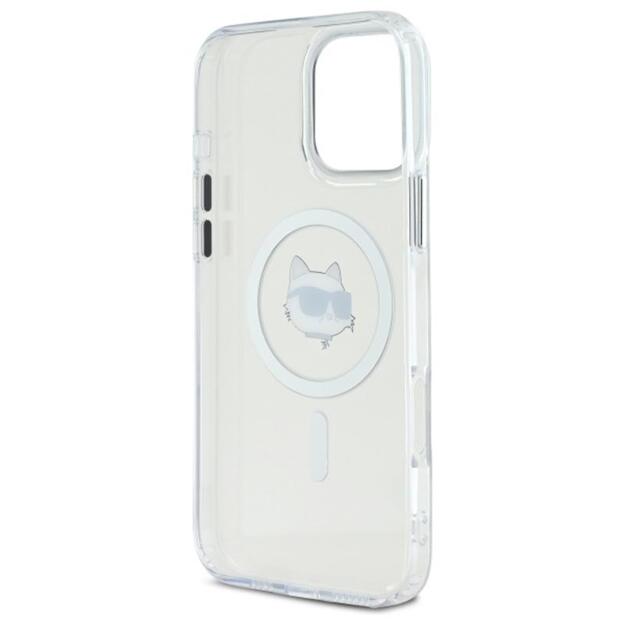 „Karl Lagerfeld IML Metal Choupette Head MagSafe“ dėklas, skirtas „iPhone 16 Pro Max“ (baltas) 2