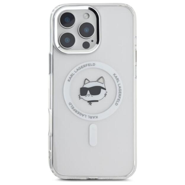 „Karl Lagerfeld IML Metal Choupette Head MagSafe“ dėklas, skirtas „iPhone 16 Pro Max“ (baltas) 6