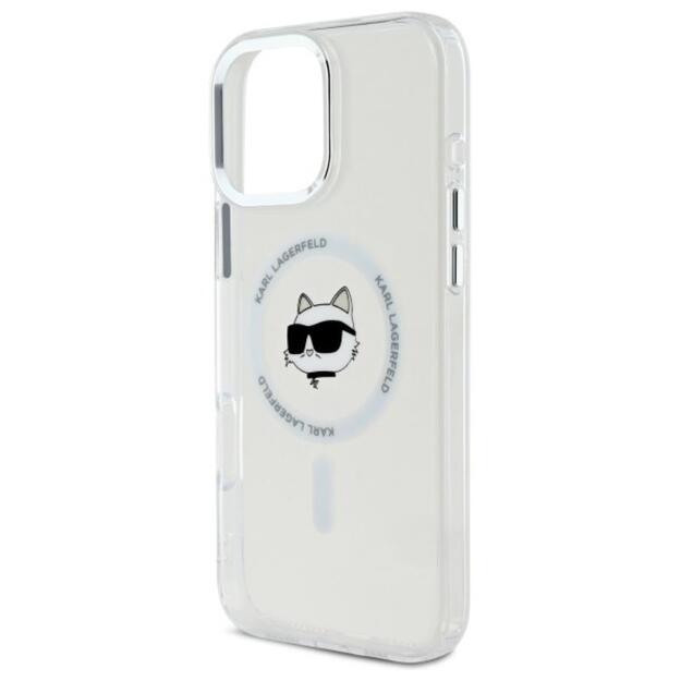 „Karl Lagerfeld IML Metal Choupette Head MagSafe“ dėklas, skirtas „iPhone 16 Pro Max“ (baltas) 3