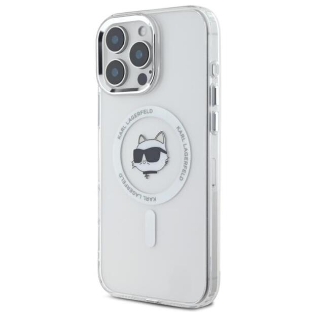 „Karl Lagerfeld IML Metal Choupette Head MagSafe“ dėklas, skirtas „iPhone 16 Pro Max“ (baltas) 7