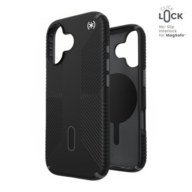 „Speck Presidio2 Grip ClickLock & MagSafe“ dėklas, skirtas „iPhone 17“ (juodas / pilkas / baltas) 16