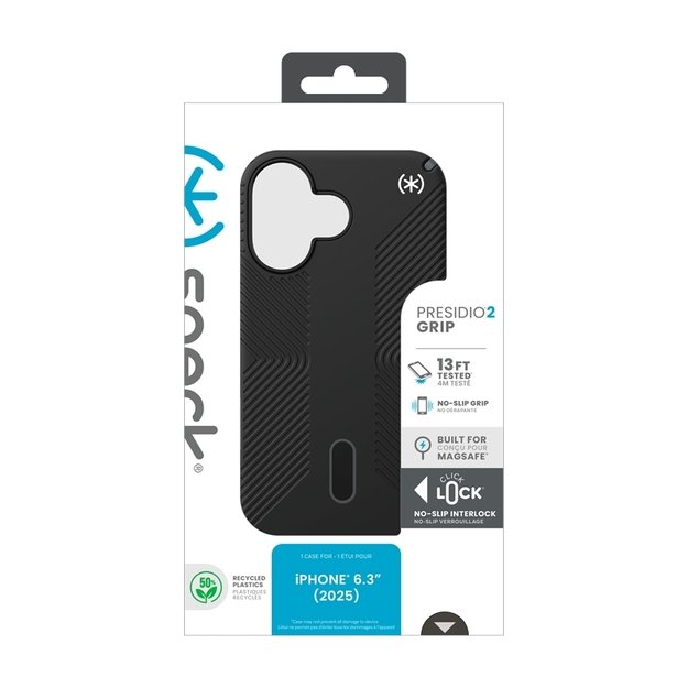 „Speck Presidio2 Grip ClickLock & MagSafe“ dėklas, skirtas „iPhone 17“ (juodas / pilkas / baltas) 7
