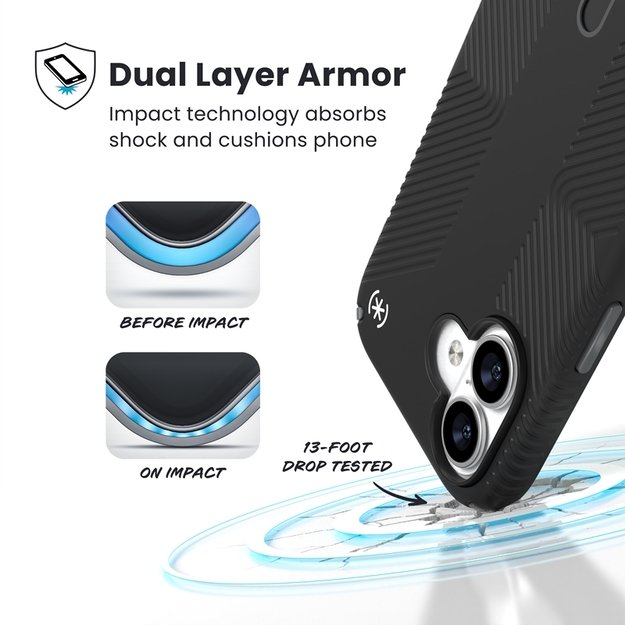 „Speck Presidio2 Grip ClickLock & MagSafe“ dėklas, skirtas „iPhone 17“ (juodas / pilkas / baltas) 4