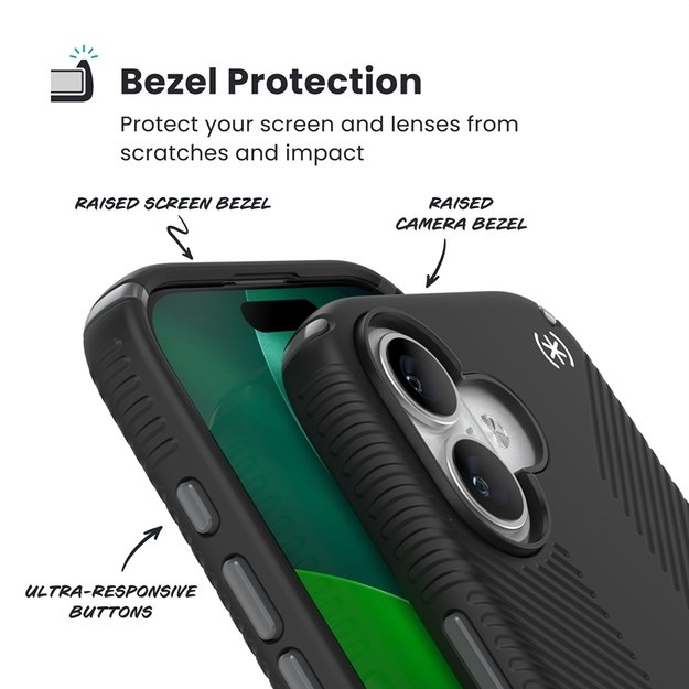 „Speck Presidio2 Grip ClickLock & MagSafe“ dėklas, skirtas „iPhone 17“ (juodas / pilkas / baltas) 2