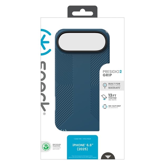 „Speck Presidio2 Grip MagSafe“ dėklas „iPhone 17 Air“ (gilios jūros / sidabro metalo / rašybos mėlynumo) 9