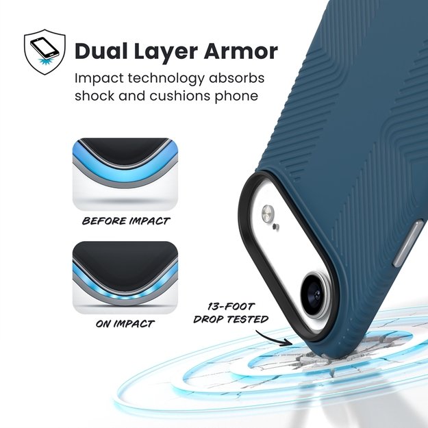 „Speck Presidio2 Grip MagSafe“ dėklas „iPhone 17 Air“ (gilios jūros / sidabro metalo / rašybos mėlynumo) 7