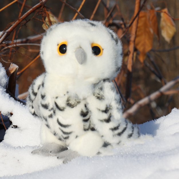 Pliušinis snieguotas pelėdos formos žaislas 25 cm EKOLOGIŠKAS 1