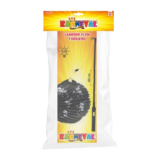 Lantern Halloween skelet 25cm stick 50cm 3