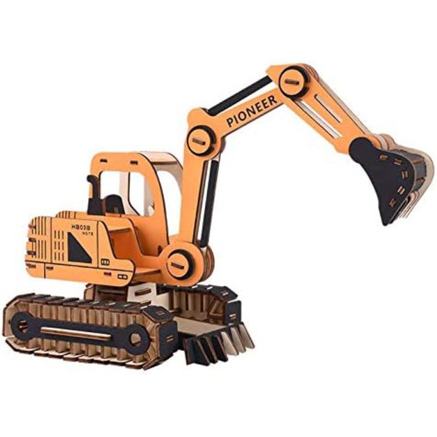 Woodcraft 3D dėlionė Ekskavatorius oranžinis 2