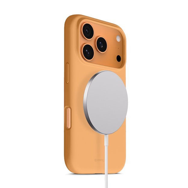 „Crong Color Cover Magnetic“ dėklas „MagSafe iPhone 17 Pro“ (oranžinis)