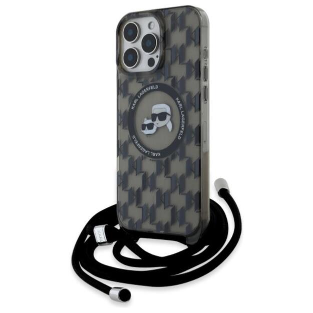 „Karl Lagerfeld IML Crossbody Monogram Karl & Choupette Head MagSafe“ dėklas, skirtas „iPhone 16 Pro Max“ (juodas) 5
