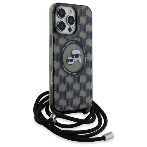 „Karl Lagerfeld IML Crossbody Monogram Karl & Choupette Head MagSafe“ dėklas, skirtas „iPhone 16 Pro Max“ (juodas) 1