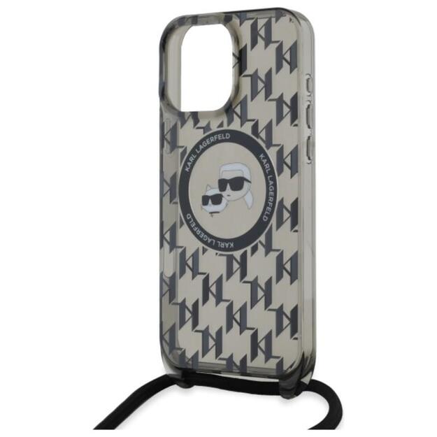 „Karl Lagerfeld IML Crossbody Monogram Karl & Choupette Head MagSafe“ dėklas, skirtas „iPhone 16 Pro Max“ (juodas) 2