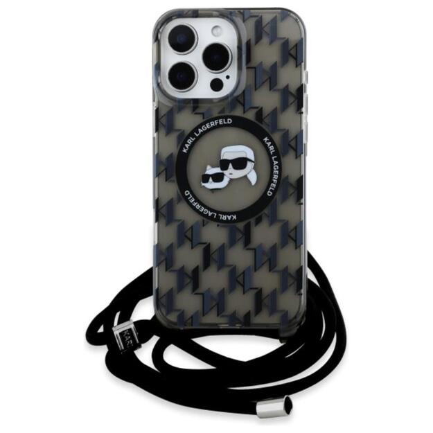 „Karl Lagerfeld IML Crossbody Monogram Karl & Choupette Head MagSafe“ dėklas, skirtas „iPhone 16 Pro Max“ (juodas) 4