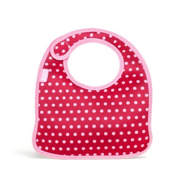 BUILT Mess Mate rinkinys iš 2 kūdikio seilinukų (Baby Pink Mini Dots) 2