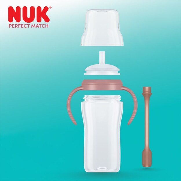 NUK Perfect Match lavinamasis kūdikių buteliukas su šiaudeliu MEŠKIUKAS 260 ml 4