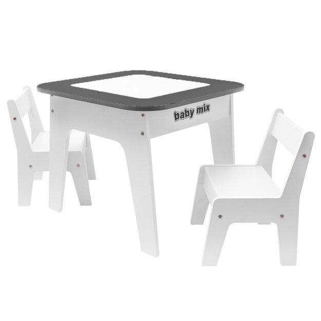 Vaikiškas stalas ir kėdė Baby mix, pilkos spalvos, lapų mišinys