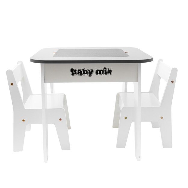 Vaikiškas stalas ir kėdė Baby mix, pilkos spalvos, lapų mišinys 4