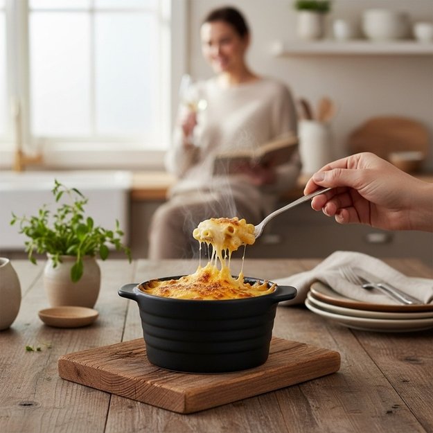 Alpina - Keraminis karščiui atsparus indas su dangčiu, apvalus, 13x10 cm, 210 ml (juodas) 4