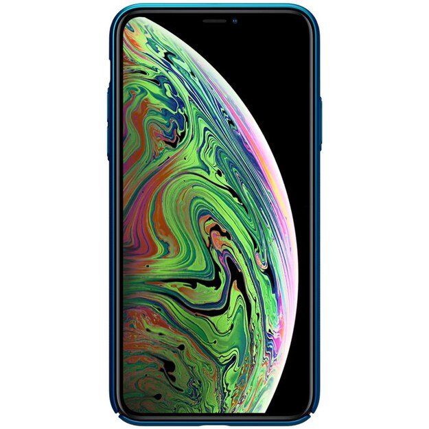 Nillkin Super Frosted Shield – Apple iPhone 11 Pro Max dėklas su logotipo išpjova (Peacock Blue) 12