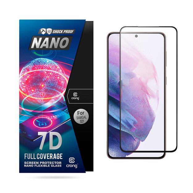 Crong 7D nano lankstus stiklas – pilnai dengianti hibridinė ekrano apsauga 9H Samsung Galaxy S21 15