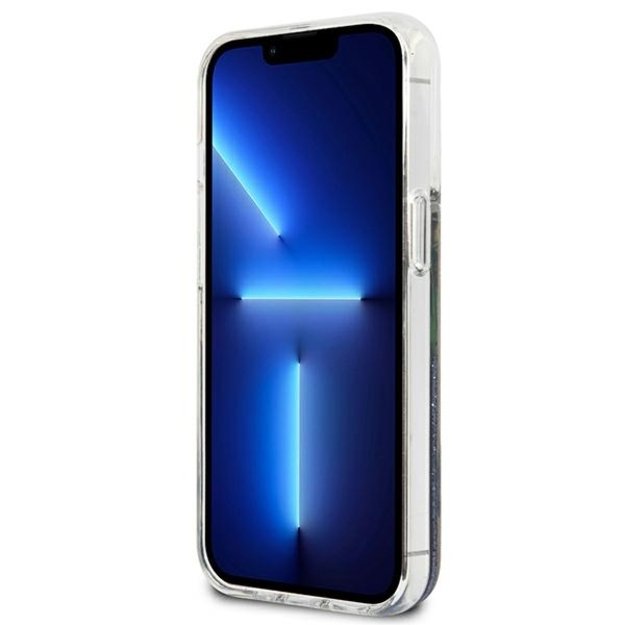 Guess Liquid Glitter Flower – iPhone 13 mini dangtelis (mėlynas) 19