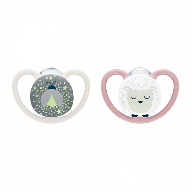NUK Soother Perfect Match Air Night FIREFLY/SHEEP 0-6m 2pc, 0-6 m