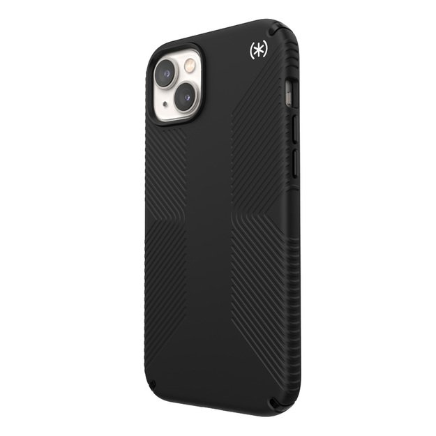 Speck Presidio2 Grip + MagSafe – iPhone 14 Plus dėklas su MICROBAN danga (juoda / juoda / balta)