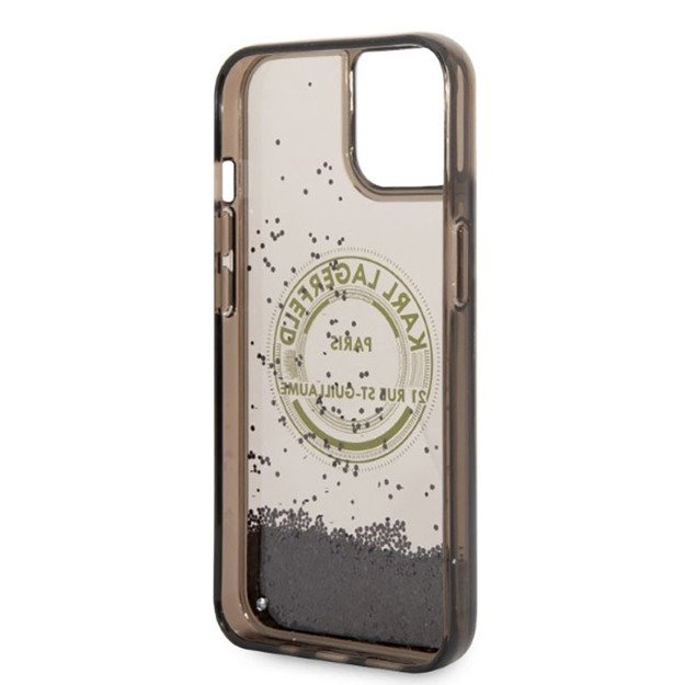 Karl Lagerfeld Liquid Glitter Round RSG Logo Case – dėklas, skirtas iPhone 14 Plus (juodas) 15