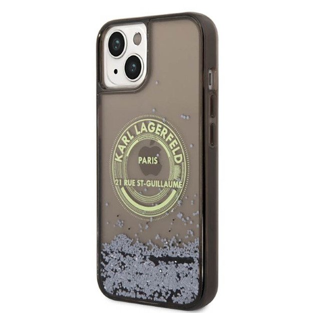 Karl Lagerfeld Liquid Glitter Round RSG Logo Case – dėklas, skirtas iPhone 14 Plus (juodas) 6