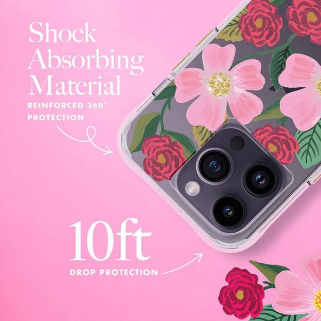 Skaidrus šautuvų popierius – aukso spalvos dėklas skirtas iPhone 14 Pro (Rose Galden) 21