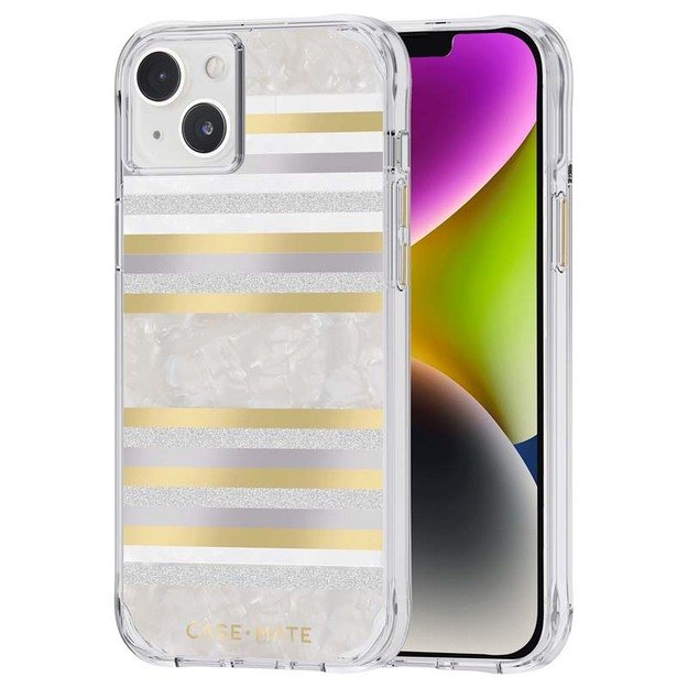 Case-Mate Pearl Stripes MagSafe – perlamutru dekoruotas dėklas skirtas iPhone 14 Plus (Pearl Stripes) 5