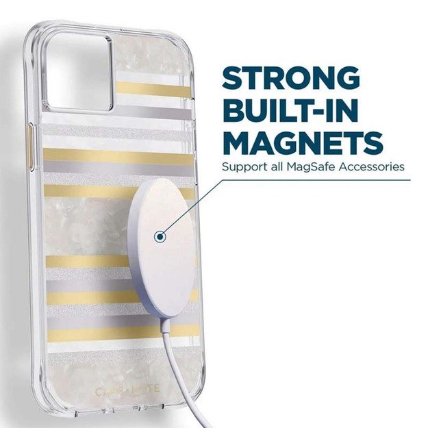 Case-Mate Pearl Stripes MagSafe – perlamutru dekoruotas dėklas skirtas iPhone 14 Plus (Pearl Stripes) 7