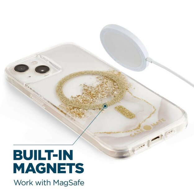 Case-Mate Karat MagSafe – aukso spalvos dėklas skirtas iPhone 14 Plus (marmuras)