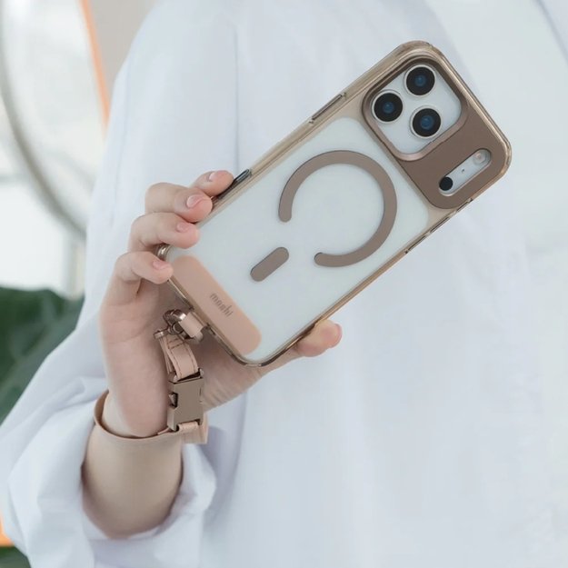 Moshi 2-in-1 Wrist & Body Strap with Adapter - Eco Leather Phone Lanyard (Milktea Brown) 4