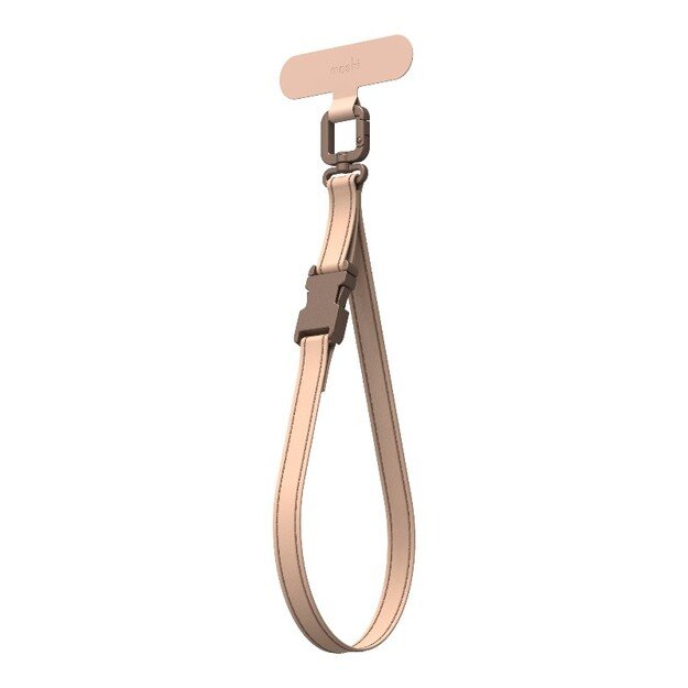 Moshi 2-in-1 Wrist & Body Strap with Adapter - Eco Leather Phone Lanyard (Milktea Brown) 2