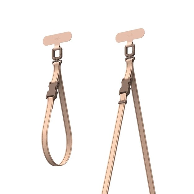 Moshi 2-in-1 Wrist & Body Strap with Adapter - Eco Leather Phone Lanyard (Milktea Brown) 1