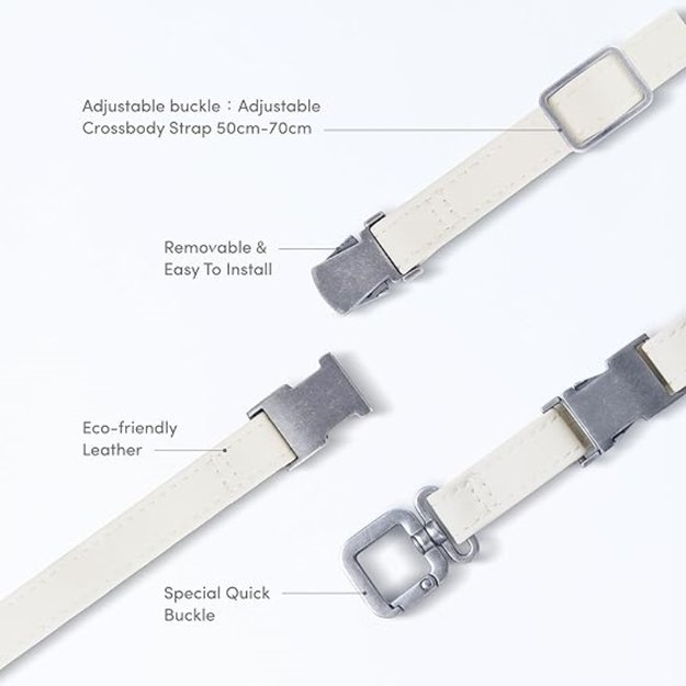 Moshi 2-in-1 Wrist & Body Strap with Adapter - Eco Leather Phone Lanyard (Milktea Brown) 11