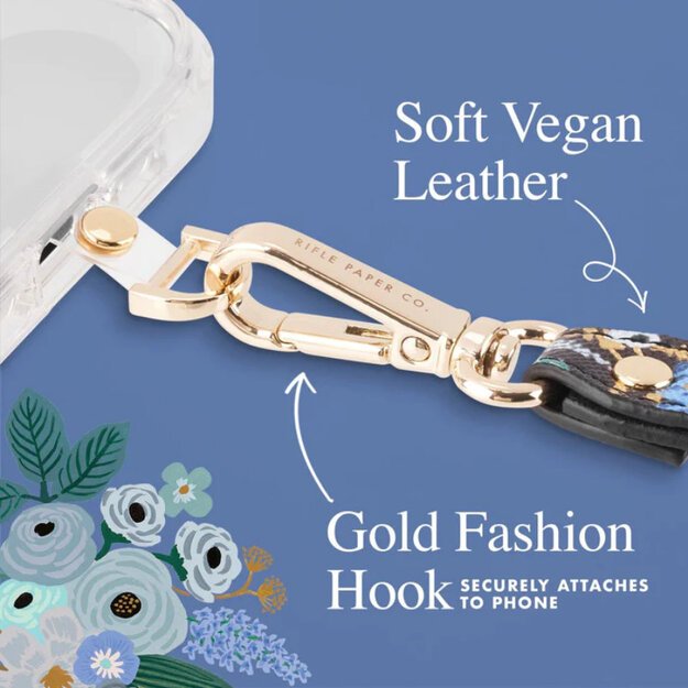 Rifle Paper Phone Wristlet – universalus telefono dirželis (Garden Party Blue) 24