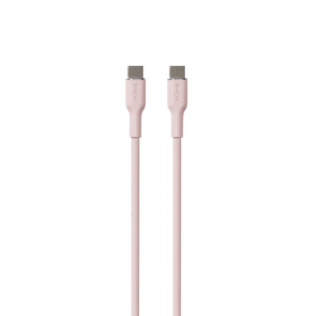 PURO ICON minkštas laidas – USB-C ir USB-C 1,5 m kabelis (dulkėtas rožinis) 4