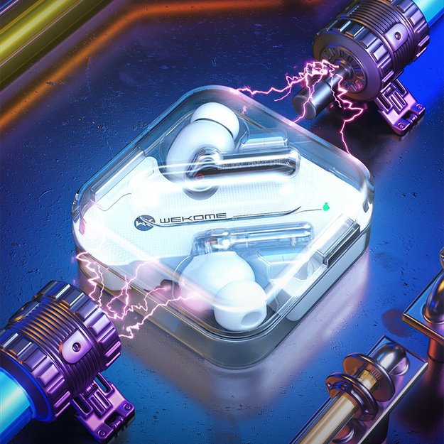 WEKOME V51 Vanguard serija – Bluetooth V5.1 TWS belaidės ausinės su įkrovimo dėklu (juodas) 23