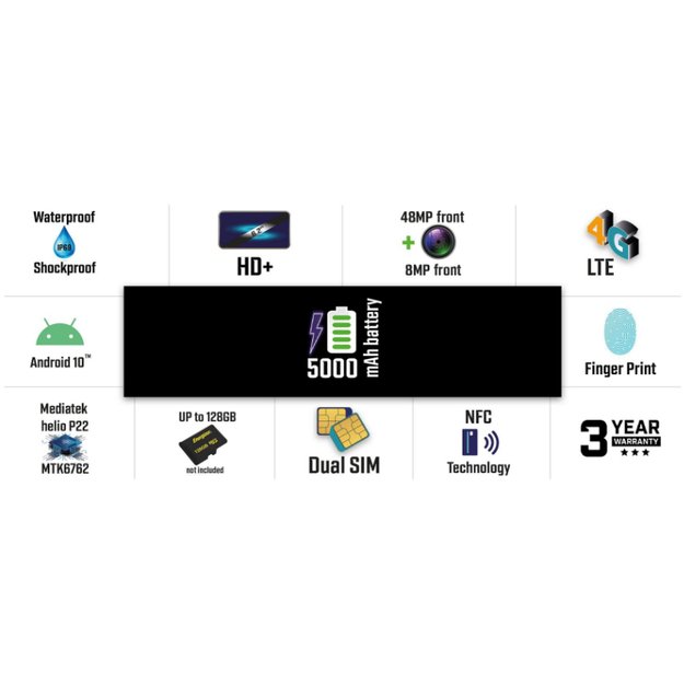 „Energizer HardCase H620S“ – išmanusis telefonas 4 GB RAM 64 GB 6,2 4G „Dual Sim EU“ (juoda) 5