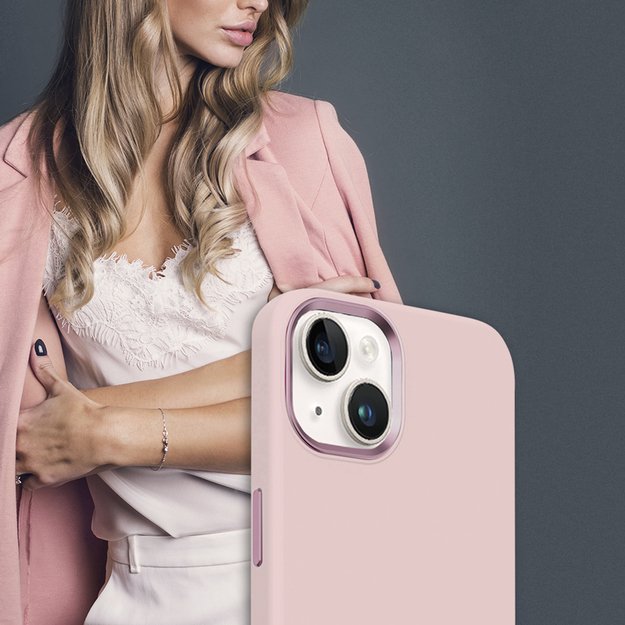 Crong Color Cover LUX Magnetic – dėklas, skirtas iPhone 15 MagSafe (rožinis)