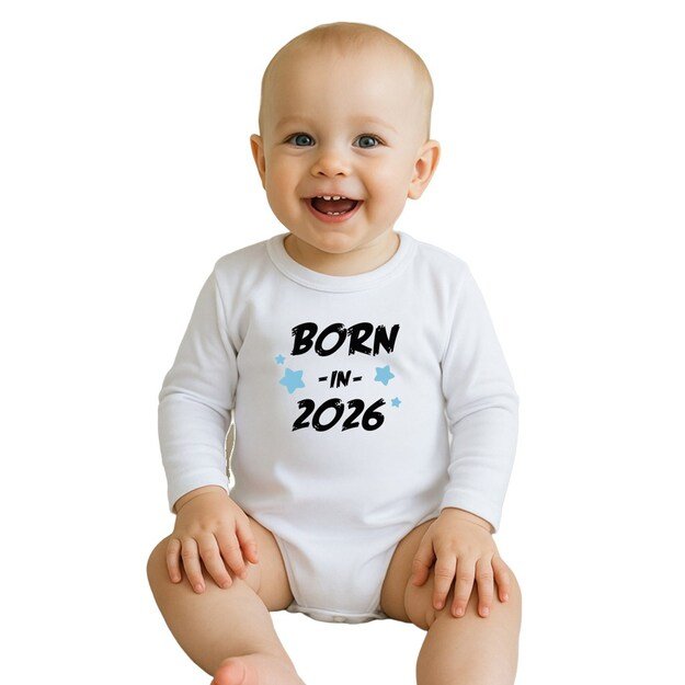 Children s printed body New Baby BORN IN 2026 blue, 80 (9-12m)