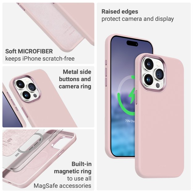 Crong Color Cover LUX Magnetic – dėklas, skirtas iPhone 15 Plus MagSafe (rožinis) 28