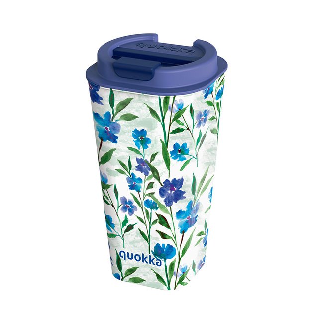 Quokka Vaso Cafe Doble Pared - Plastikinis puodelis su dvigubomis sienelėmis 450 ml (Ditsy Bloom) 7