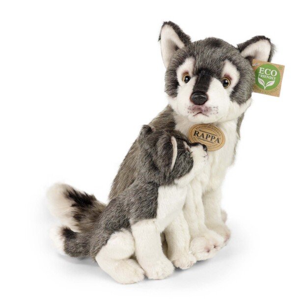 Plush wolf with cub 27 cm ECO-FRIENDLY
