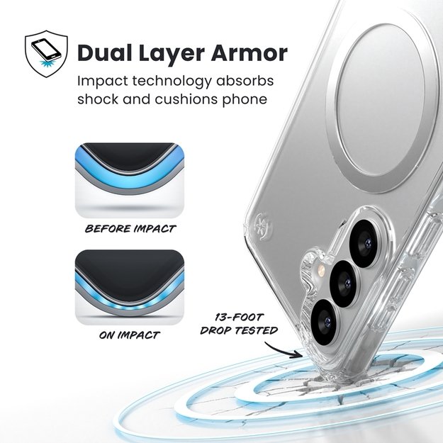 Speck Presidio Perfect-Clear Magnet - Samsung Galaxy S26+ MagSafe Case (Clear/Clear/Silver) 4