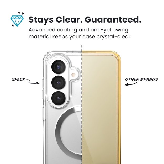 Speck Presidio Perfect-Clear Magnet - Samsung Galaxy S26+ MagSafe Case (Clear/Clear/Silver) 3