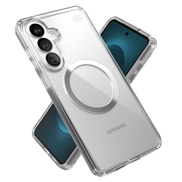 Speck Presidio Perfect-Clear Magnet - Samsung Galaxy S26+ MagSafe Case (Clear/Clear/Silver) 10